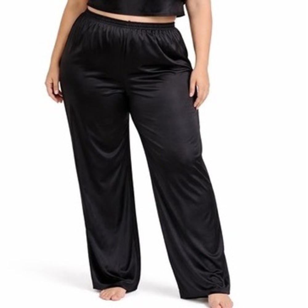 SKIMS Woven Shine Lounge Pants Onyx 4X‎